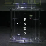 Púlpito evangélico desmontável Abraão Plus com LED aceso