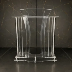 Púlpito de Acrílico Abraão Plus transparente para altar de igreja