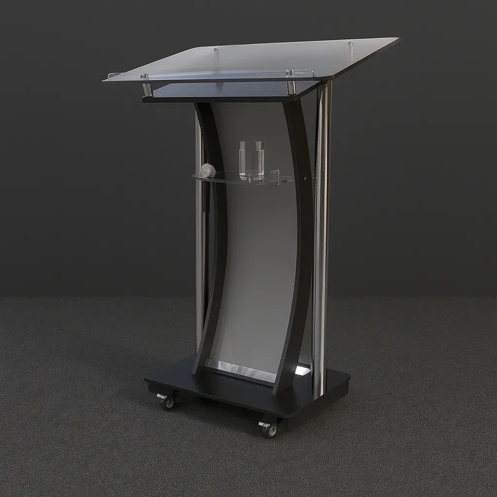 Púlpito de acrílico para igreja Marcos com LED aceso — vista traseira