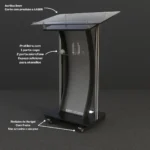 Detalhe do Púlpito de acrílico para igreja Marcos com LED aceso — vista traseira