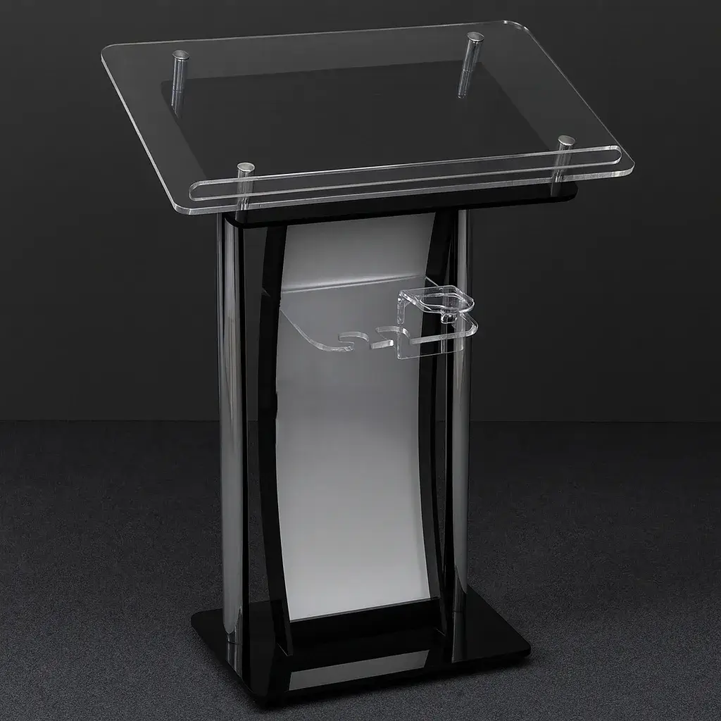 Púlpito de acrílico para igreja Marcos — vista porta biblia