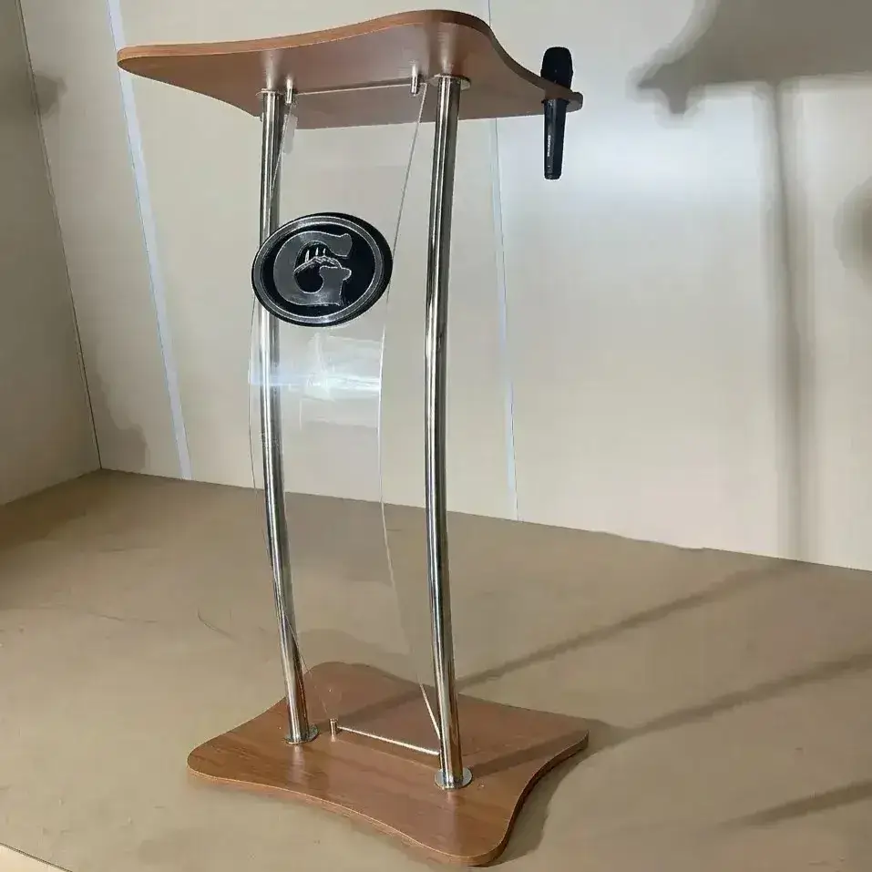 Púlpito de Madeira para Igreja Marcos Gênesis com Acrílico e Inox
