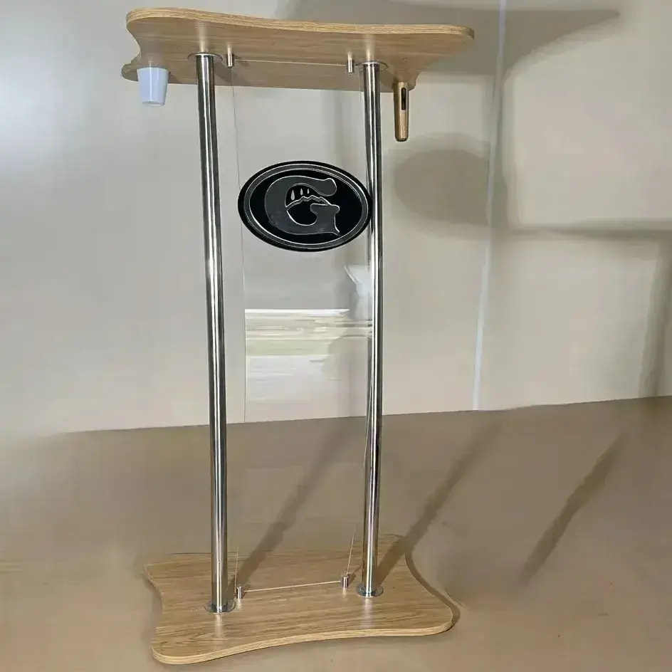 Púlpito de Madeira para Igreja Marcos Gênesis com Acrílico e Inox